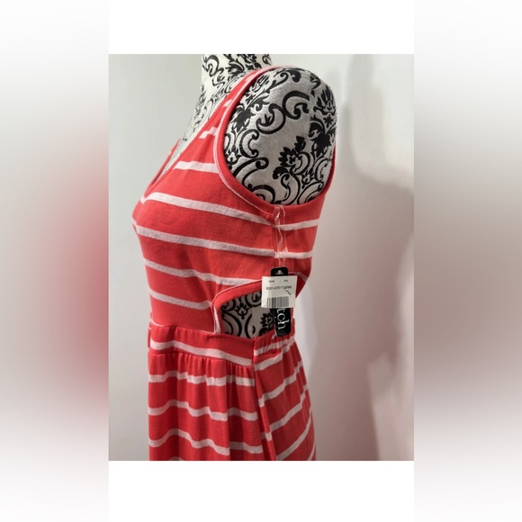 love women’s red/orange stretch striped sleeveless dress size xl. - Picture 3 of 9
